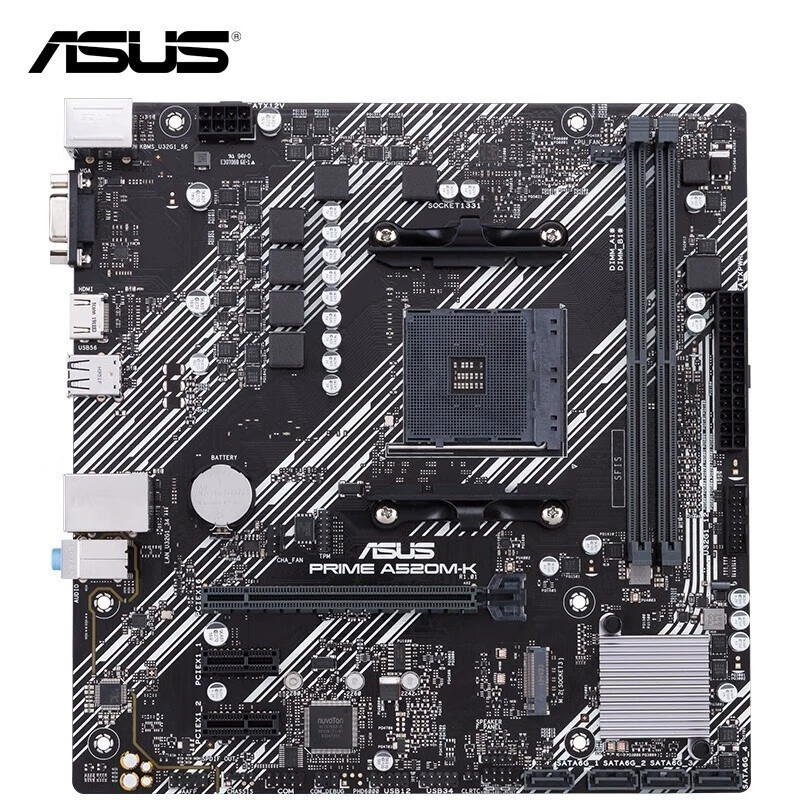 ASUS A520M-K desktop machine computer game office princess board applicable to support AMD 5500AM4 interface CPU