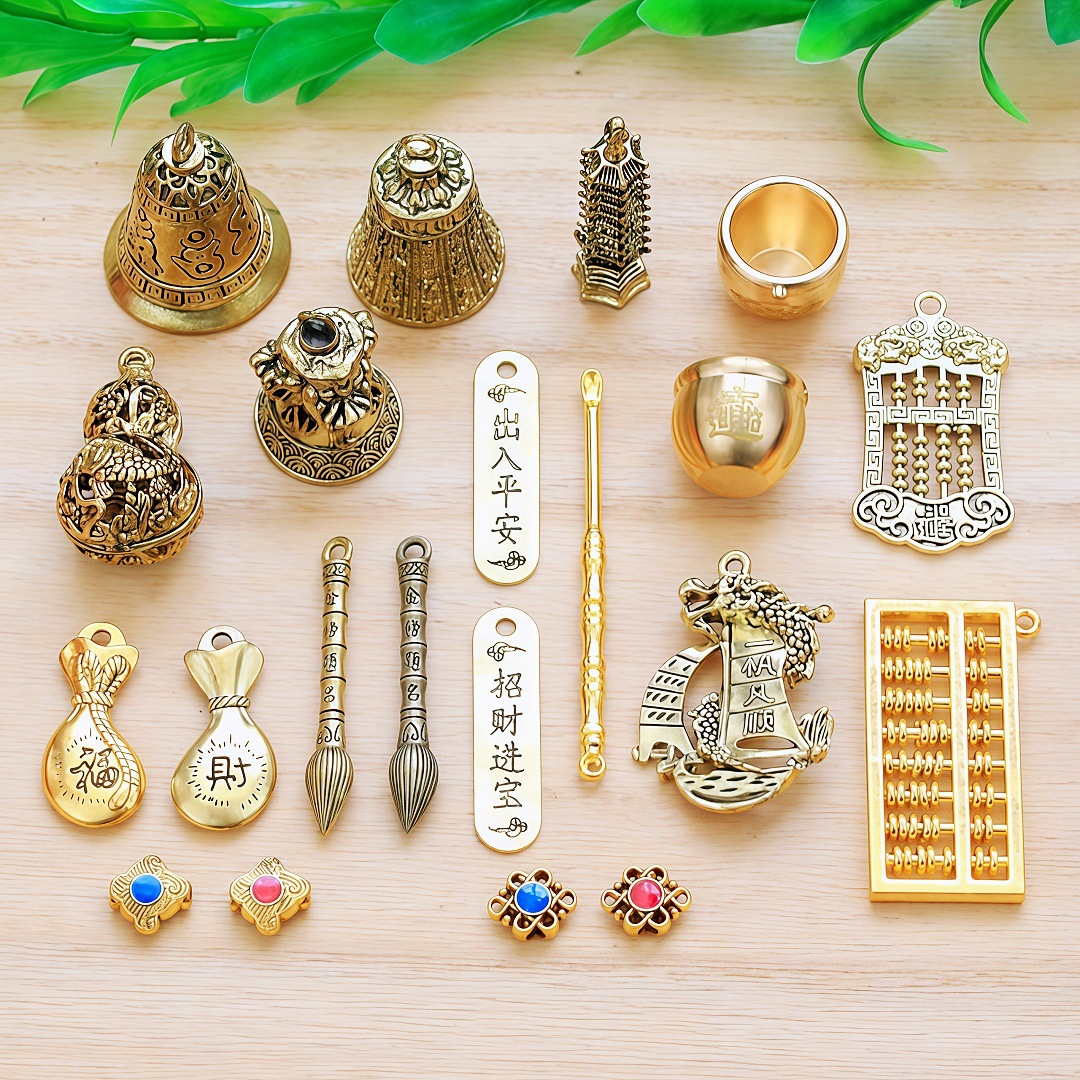 复古合金算盘山鬼钱天赐百福毛笔福袋耳勺吊坠葫芦汽车钥匙扣挂件