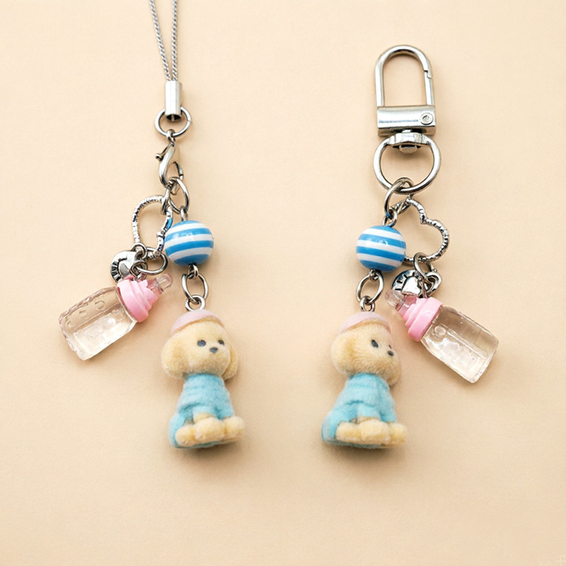 Cute Flocked Angel Cat Phone Bag Charm, Girly Animal Kitten Keychain Pendant Cute Flocked Angel Cat Phone Bag Charm, Girly Animal Kitten Keychain Pendant