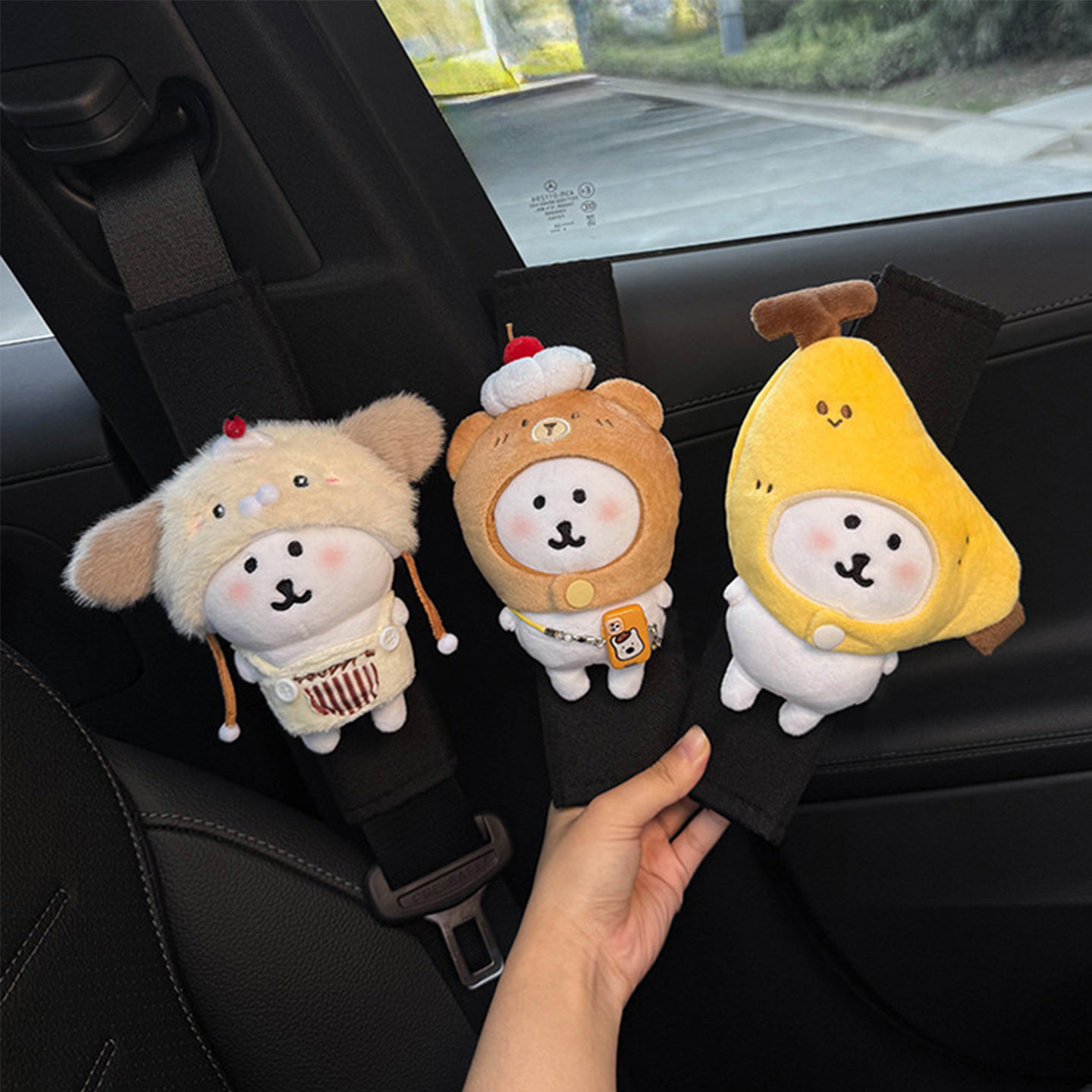 Self-deprecating Bear Car Seatbelt Shoulder Pad Cartoon Cute Car Anti-Strangling Protective Cover Car Accessories Decoration