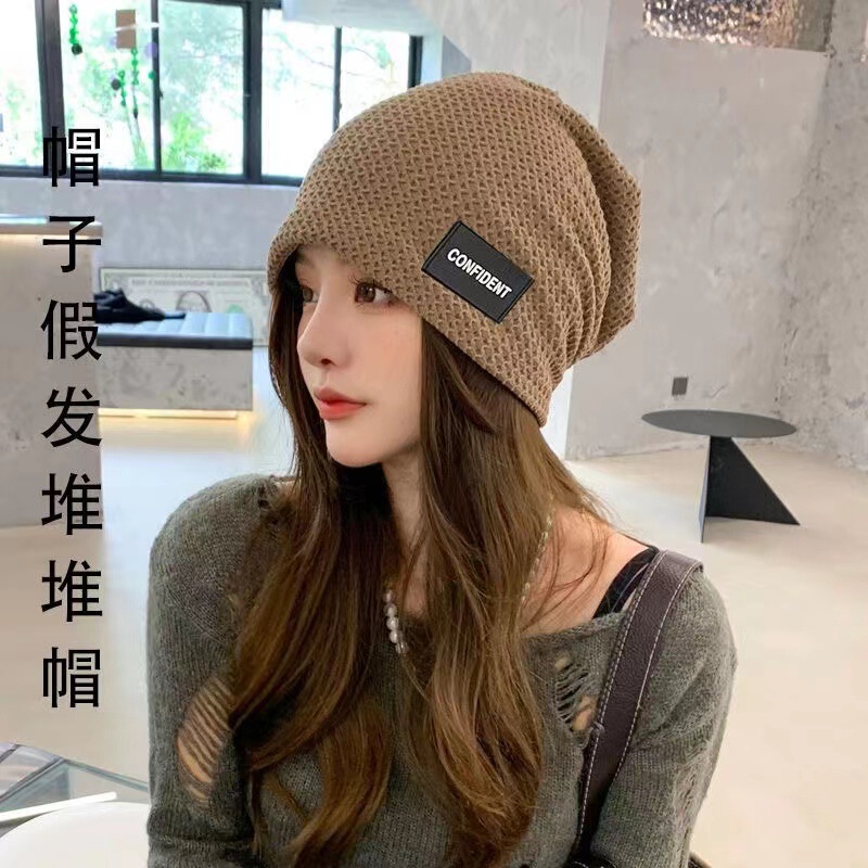Closed cap wig cap female autumn and winter with hair pile cap short curly hair integrated Japanese and Korean all-match internet celebrity wig cap