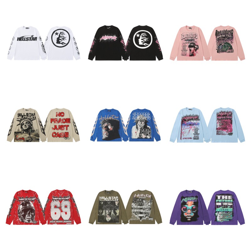 Cross-Border European and American Style Ht Hell Star American Trendy Brand Washed Vintage Loose Cotton Long-Sleeve Unisex Sweatshirt