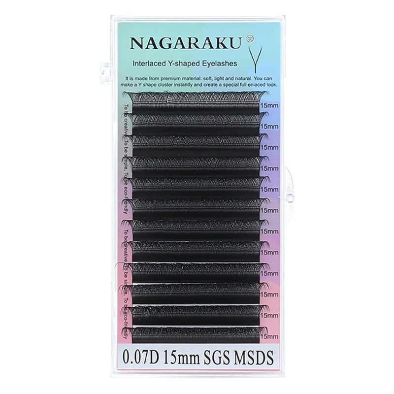 NAGARAKU0.10Y Pestañas injertadas 0.05yy Tejido natural Pestañas de flor de mezcla única suave