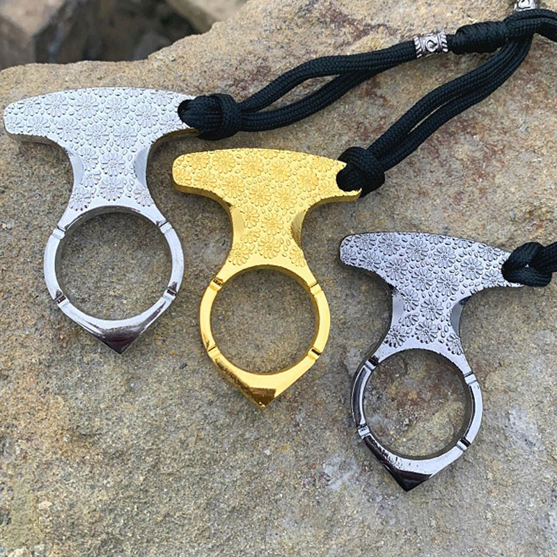 Single-Finger Ring Buckle Keychain Outdoor Men's and Women's Self-Defense Finger Tiger Large Emergency Protection Broken Window Tactical Portable