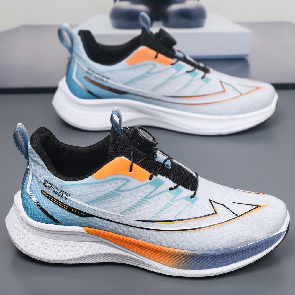 Zapatos de hombre de talla grande, zapatillas para correr a la moda, zapatillas con hebilla giratoria, zapatos de hombre con suela gruesa, zapatos deportivos casuales para hombre, cómodos y ligeros