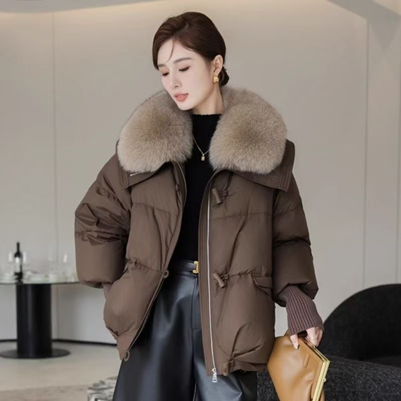 Cross-Border Foreign Trade Winter New Cotton Coat for Women, Short Style, Korean Style Loose Cotton Coat for Women, Oversized Fur Collar Thickened Cotton Coat