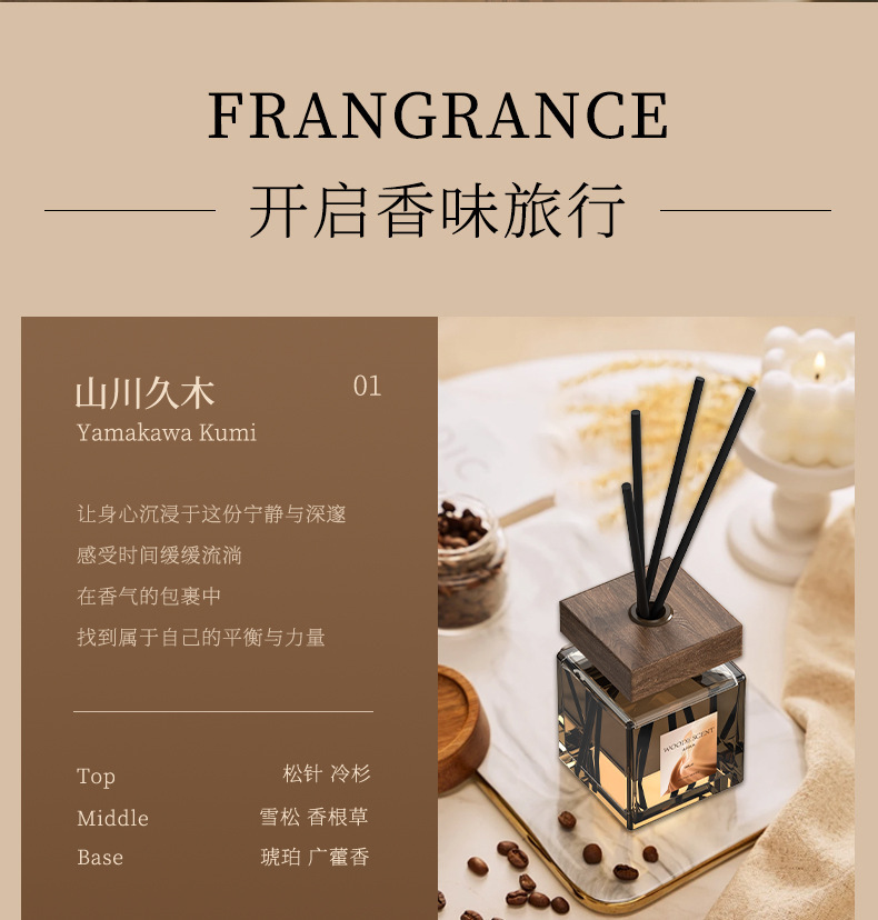 Car-mounted fragrance diffuser with reed sticks, high-end home odor eliminator, living room decoration, bathroom air freshener