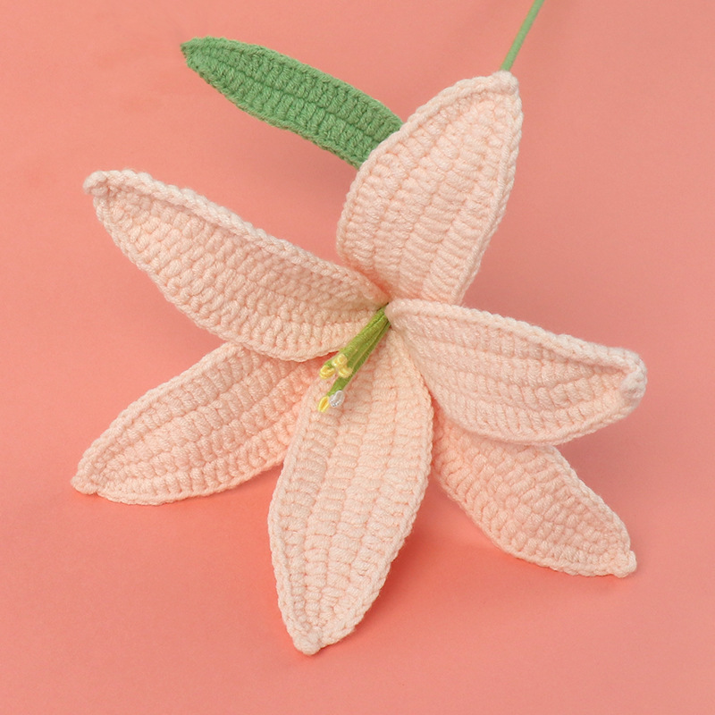 完成品クロスボーダーウールニットユリの花の枝家庭用家具装飾暖かい雰囲気かぎ針編みブーケ卸売|undefined