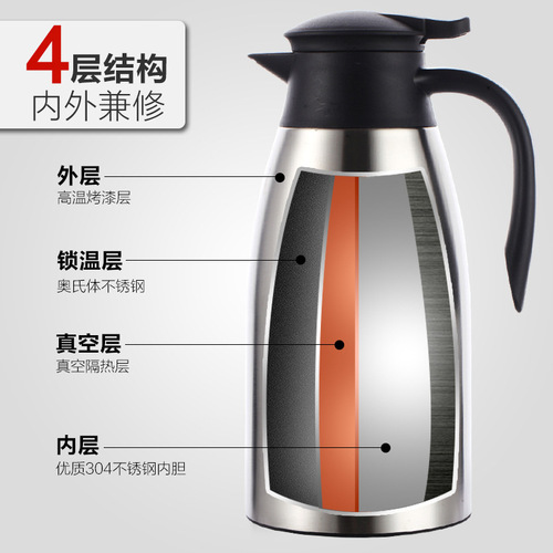 304 stainless steel double-layer vacuum 2L insulated thermos water bottle coffee pot household water bottle gift with LOGO printing