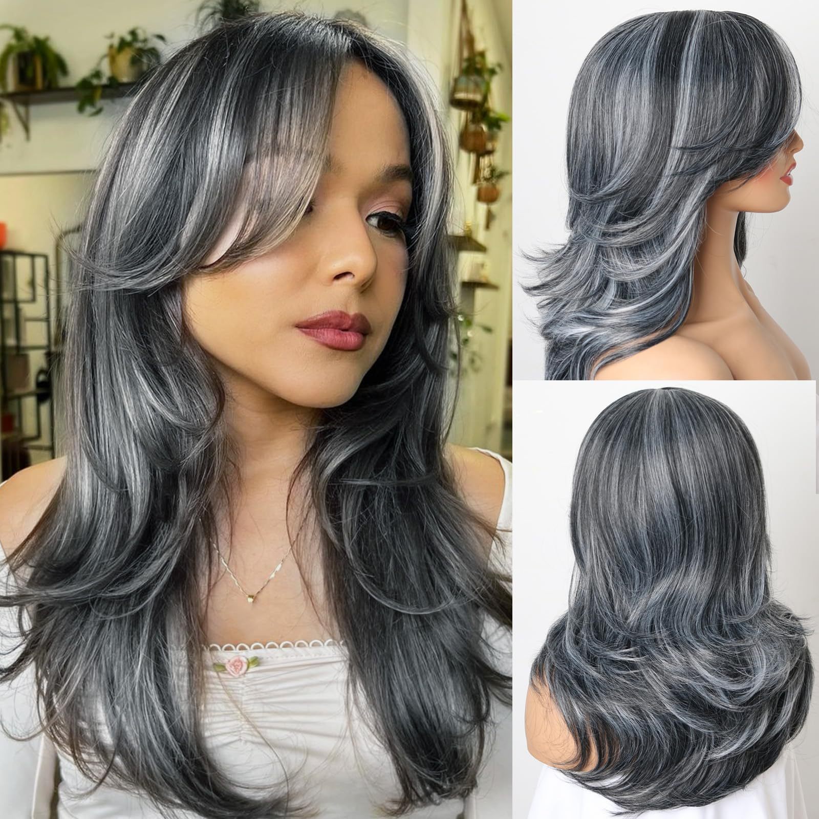 Popular Foreign Trade Layered Long Hair Wig for Women, Gradient Long Curly Hair, European and American Style Synthetic Fiber, with Bangs, Wig Headpiece