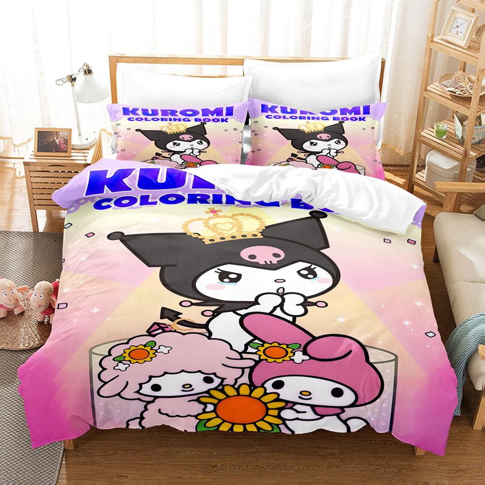 3-Piece Cute Cartoon 3D Bedding Set, 10 Patterns, Multiple Sizes (90–264 cm)
