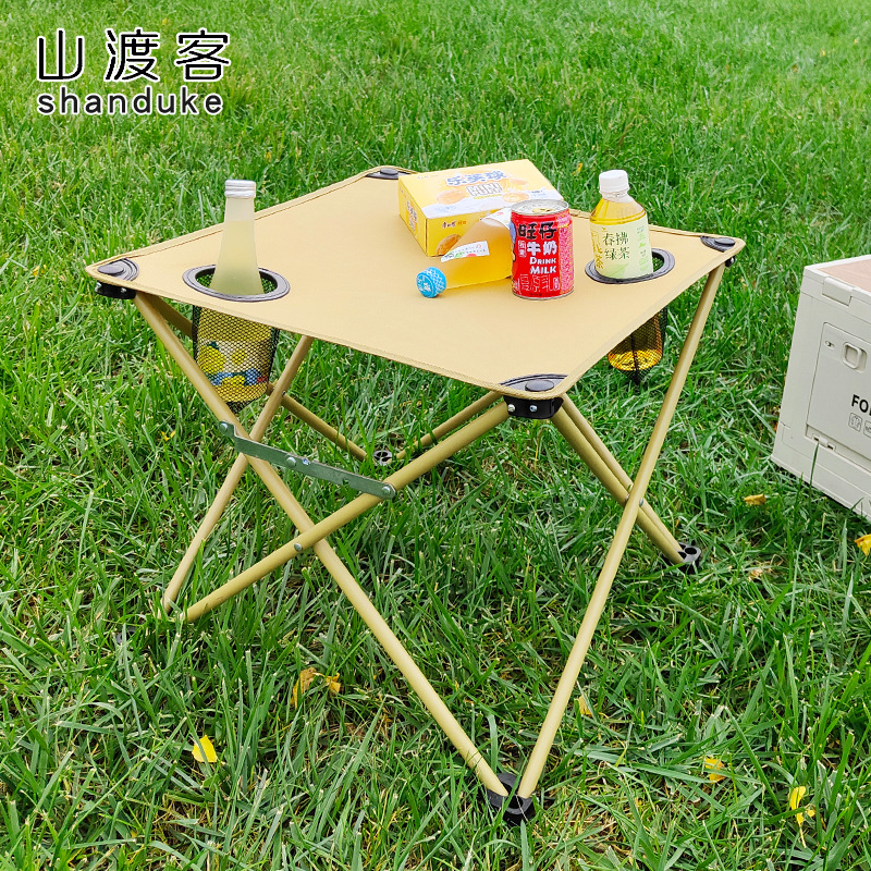 Primavera, verano y otoño nuevo estilo Oxford paño para acampar mesa pequeña camping mesa de tela plegable para acampar mesa de picnic impermeable ligera y portátil