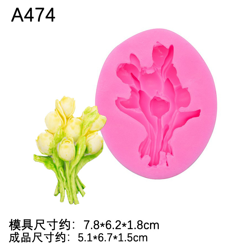 Simulación tridimensional ramo de silicona molde tulipán ramo de silicona molde aromaterapia vela yeso epoxi molde