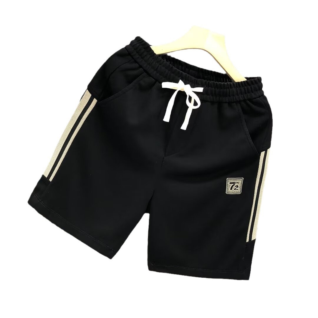 Men's Black Embroidered Casual Shorts Trendy Summer Outerwear Sports Pants New Style_viptrois.com