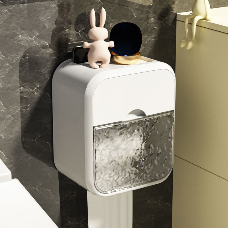 トイレットペーパーホルダー巻き紙箱穴なしトイレティッシュ箱トイレ防水壁掛け引き出し紙箱トイレットペーパー箱|undefined
