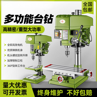 Multifunctional Bench Drill and Tapping Machine, Industrial-Grade Adjustable Speed Desktop Drilling and Milling Machine, Small Household 220V