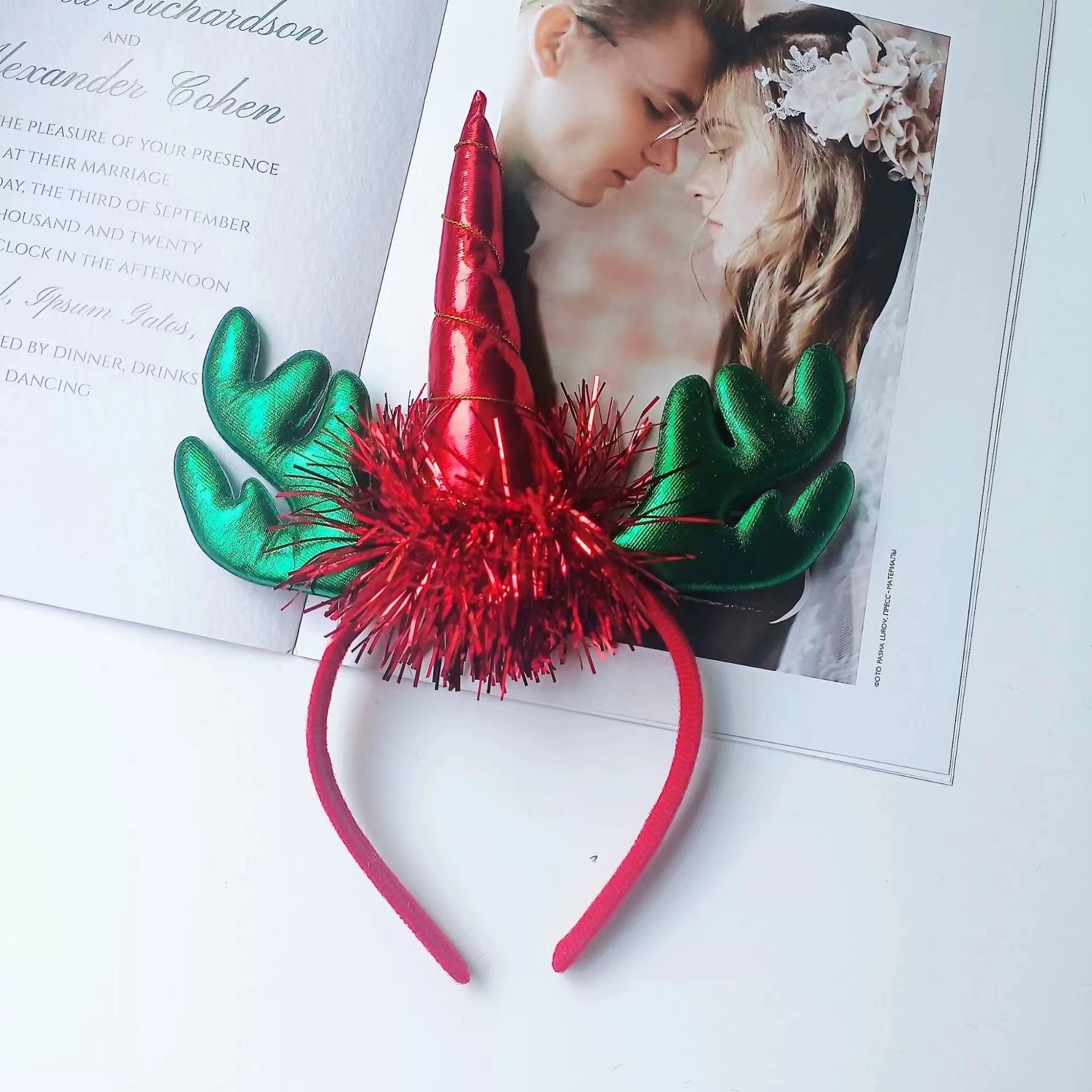 Venta caliente árbol de Navidad unicornio tocado Navidad fiesta de vacaciones vestido lindo diadema directo de fábrica de Navidad