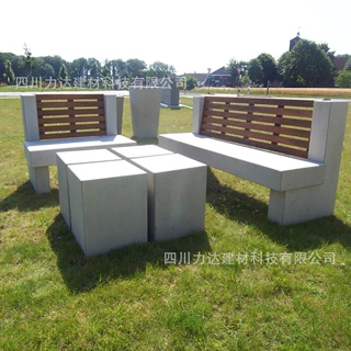 力达定制现代清水混凝土竹木复合材质 公园栈道室外景观座椅树池