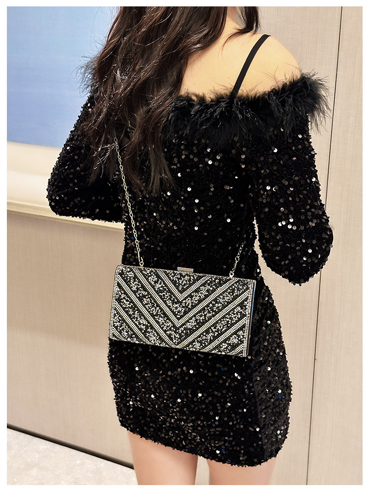 2025 Cross-border new dinner bag, European and American women's handbag, diamond-encrusted banquet clutch, evening dress bag, women's bag undefined