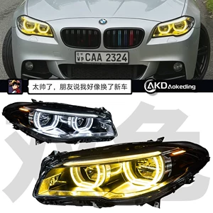 Used for 2011-2017 BMW 5 Series F10 headlight assembly F18 modified dual-color angel eyes golden eye daytime running lights