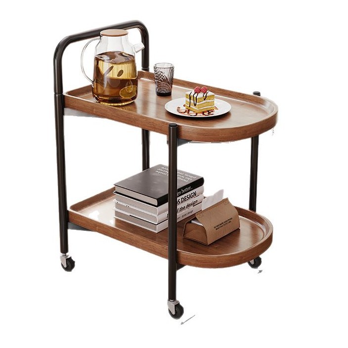 Mesa de té móvil de madera sólida pequeña mesa de té doméstica sala de té gabinete de té rueda universal nuevo carro pequeño rack balcón