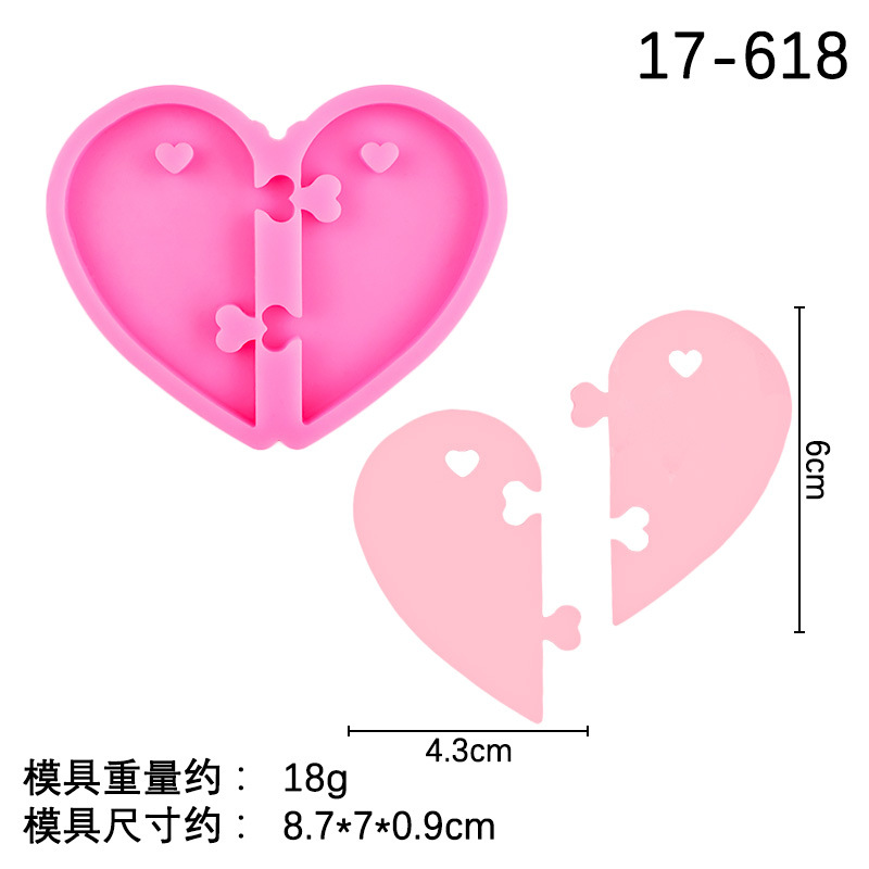 Creativo amor rompecabezas espejo llavero epoxi molde de silicona pastel de San Valentín galleta molde de decoración de chocolate