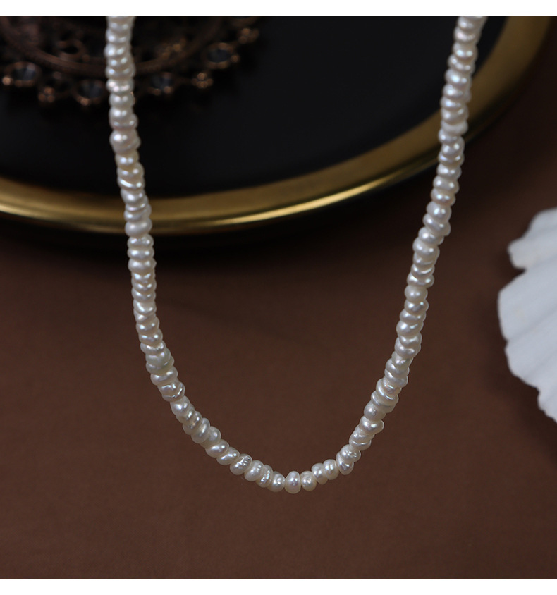 Women's Gender 925 Sterling Silver Freshwater Pearl Beaded Geometric Necklace