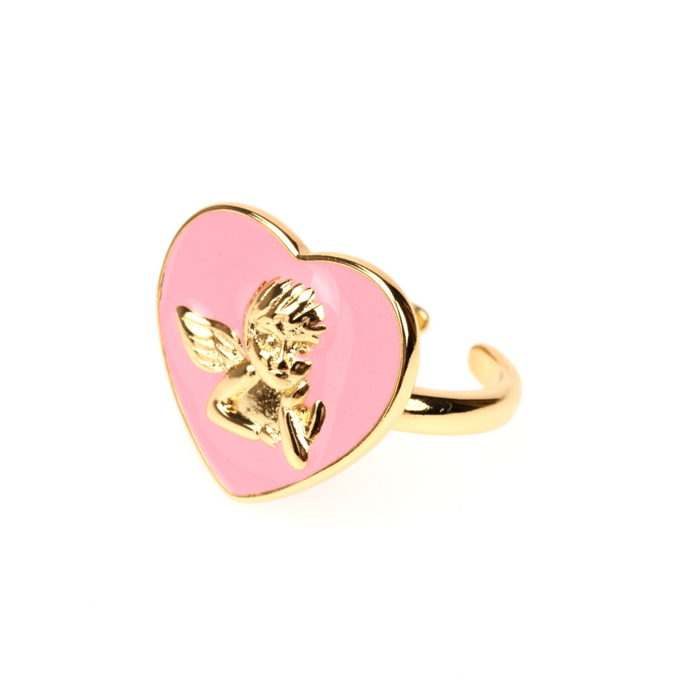 Nihaojewelry Wholesale Jewelry New Oil Drop Heart Angel Pattern Copper Ring display picture 6