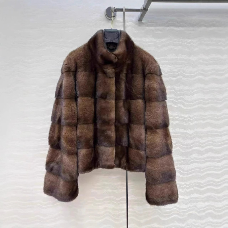 New Imported Purple Label Velvet Mink Coat for Women, Young Style, Horizontal Drainage Mink Fur Coat for Winter