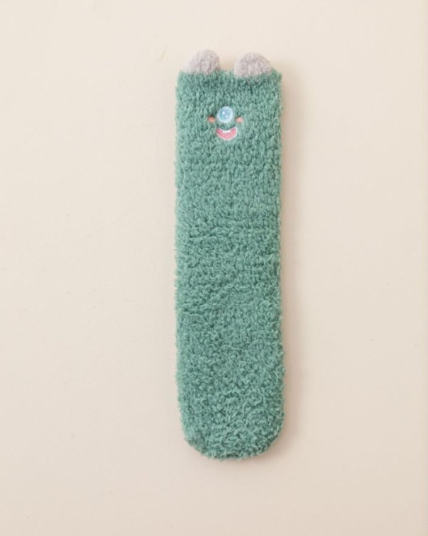 Calcetines de Piso Infantiles de Poliéster Térmicos, Antiolor y Bordados para Otoño e Invierno