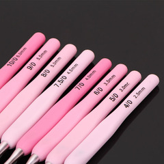 W1YP wholesale crochet hook tools full set handmade soft handle sweater knitting bag stainless steel crochet di