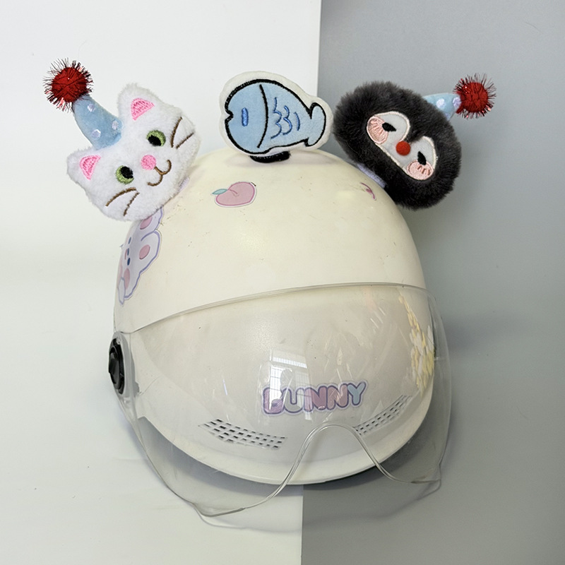 Electric Car Helmet Decoration Doll Cat Fish Ear Ski Helmet Sticker