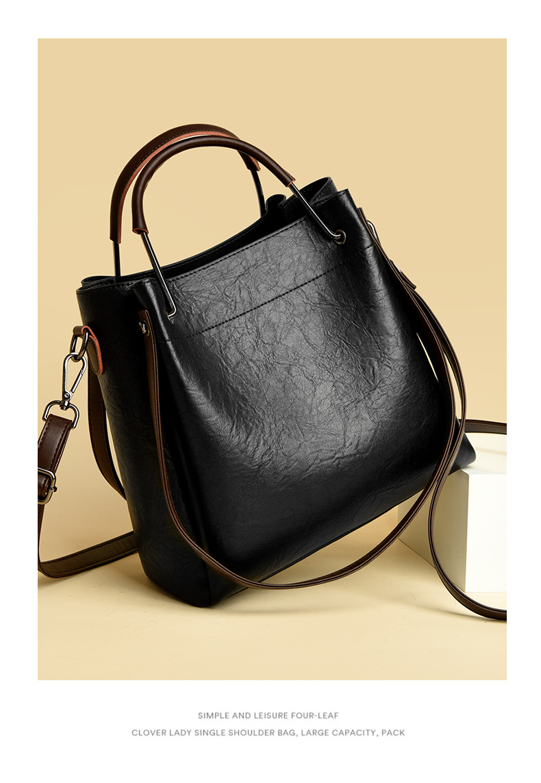Women's handbag retro fashion bucket bag versatile commuter large capacity shoulder messenger bag_voghion.com
