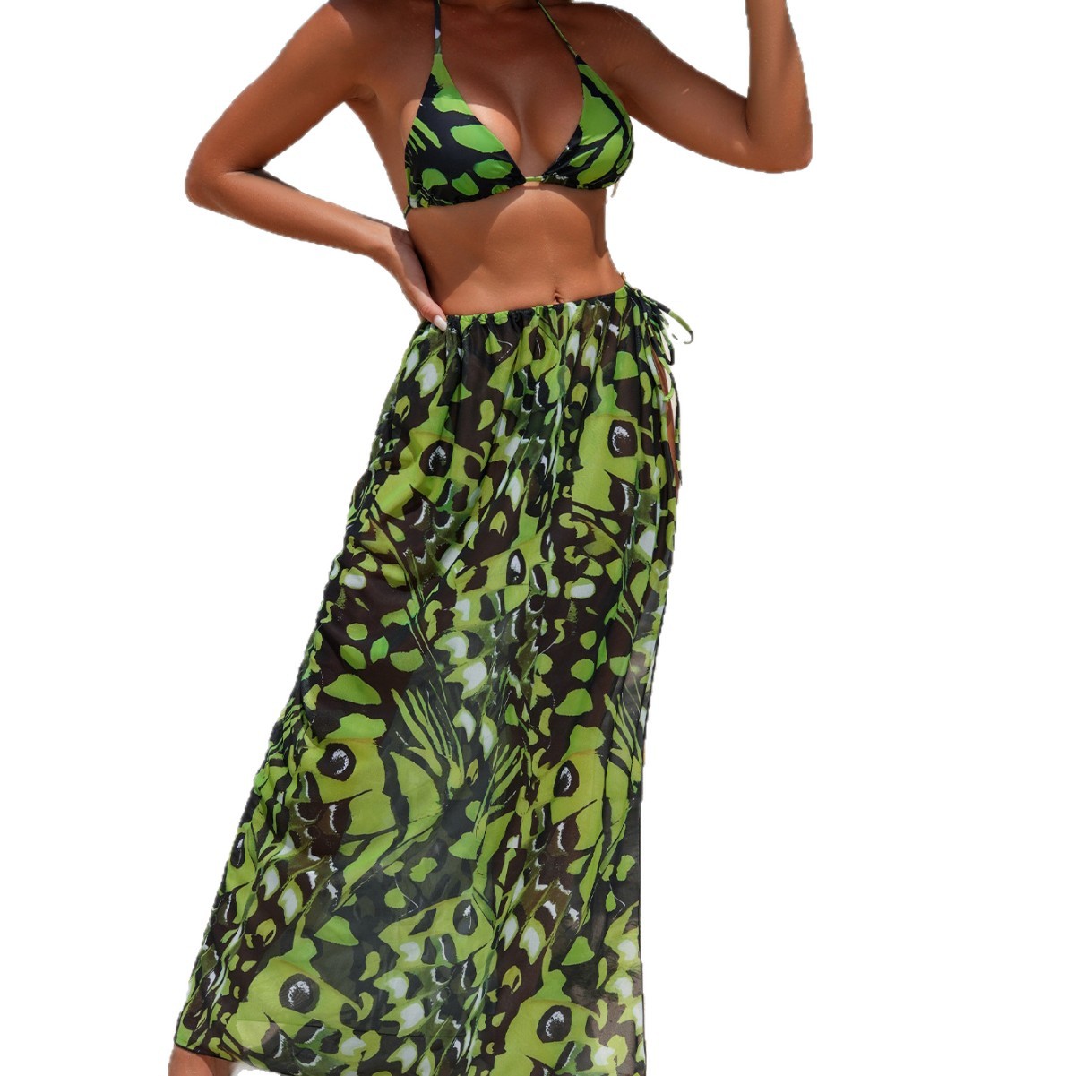 Sexy bikini voor dames met luipaardprint en meerdere touwtjes, perfect om te zwemmen en naar het strand te gaan._voghion.com