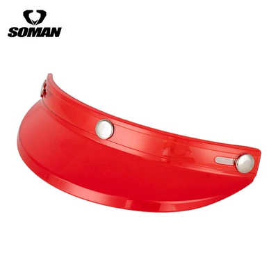 Retro Motorcycle Helmet Special Visor 3/4 Helmet Visor Electric Vehicle Helmet Three-Button Sunshade Visor My02 (Dəbilqə (Kaska) aksesuarları) - red