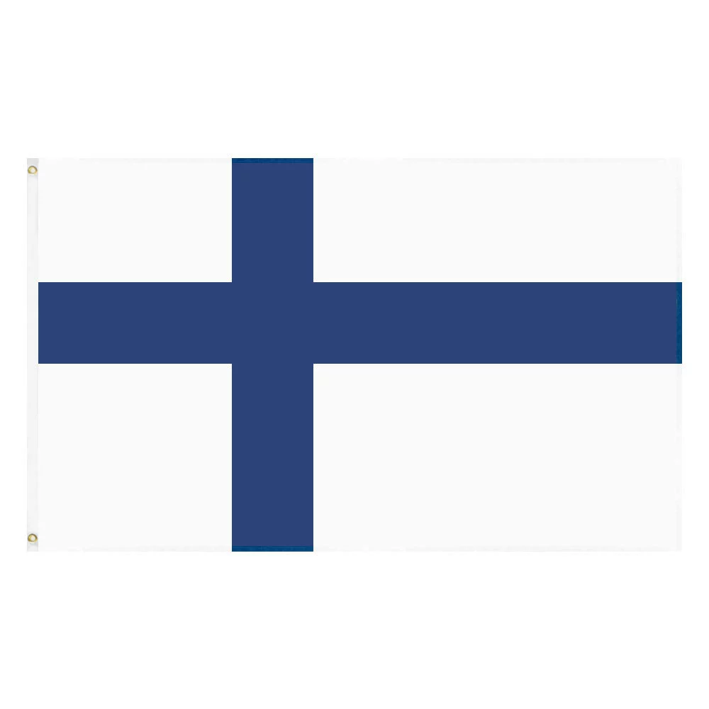 90*150cm Finnish flag manufacturer No. 4 spot wholesale 3*5ft polyester buckle flag cross-border supply wholesale