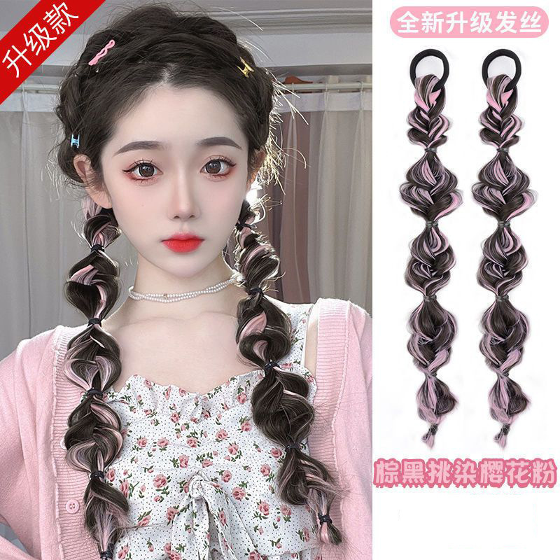 Pugging burbuja trenza peluca trenza de boxeo trenza de moda linterna doble falsa cola de caballo red chica caliente trenza de torsión tejida a mano