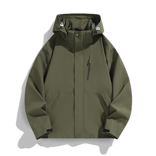 2024 Spring and Autumn Couple Outdoor Three-Proof Jacket Jacket Men's Mountaineering Jacket Hooded Jacket Men's Camping Hiking Single Rush