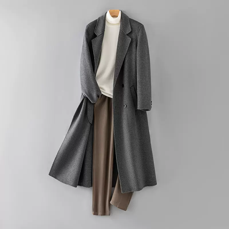 100%羊毛大衣男士高端过膝无羊绒大衣休闲加垫肩毛呢大衣2025新款