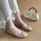 Small Bowknot Square Toe 2025 Heightened Single-layer Shoes Soft Bottom Flat New Style Ballet Sweet French Shallow Mouth Women's Shoes