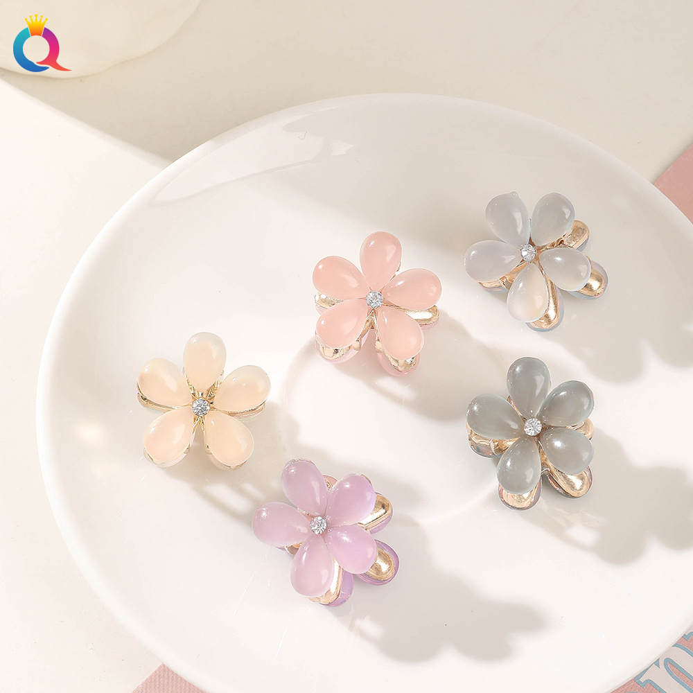 Rhinestones Inlay Material 1 Piece Quantity Sweet Women'S Plumeria Metal Inlay Rhinestones Hair Claws