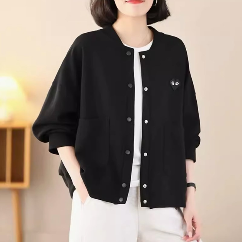 时尚休闲开衫卫衣女薄款2025春秋新款大码秋装小个子中年妈妈外套|undefined