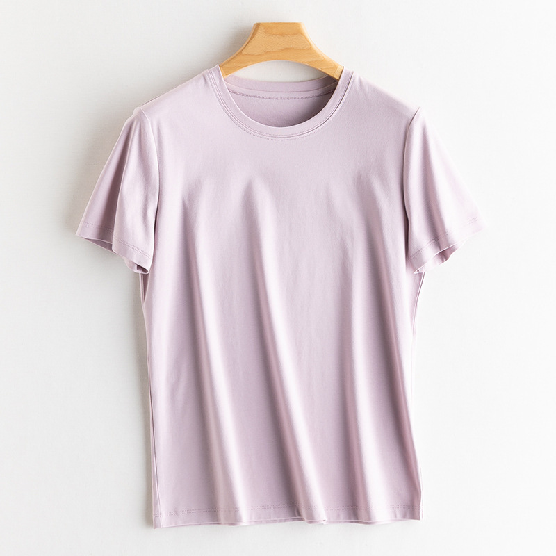 Yuyue 2025 桑蚕シルクシルクコットン 冷感ノーアイロン13色Tシャツ 夏涼しいシルクのような滑らかな桑蚕シルクトップス レディース|undefined