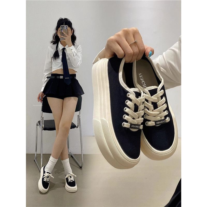 Versatile Lightweight Sneakers for Women 2025 Summer New Soft-Soled Large-Toe Canvas Shoes Sports Round-Toe Thick-Soled Casual Shoes