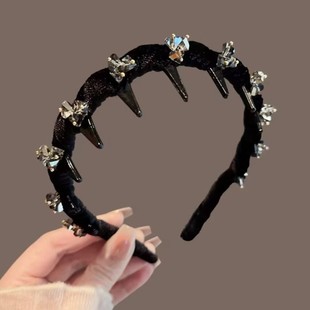 High skull top rhinestone butterfly headband for women new internet celebrity wave anti-slip hair washing face headband hair card