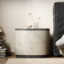 现代简约椭圆实木床头柜设计师创意床边柜储物大容量意式高级感