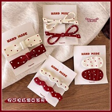 韩系甜美波点发夹赵露思同款安可拉蝴蝶结无痕发夹刘海碎发侧边夹