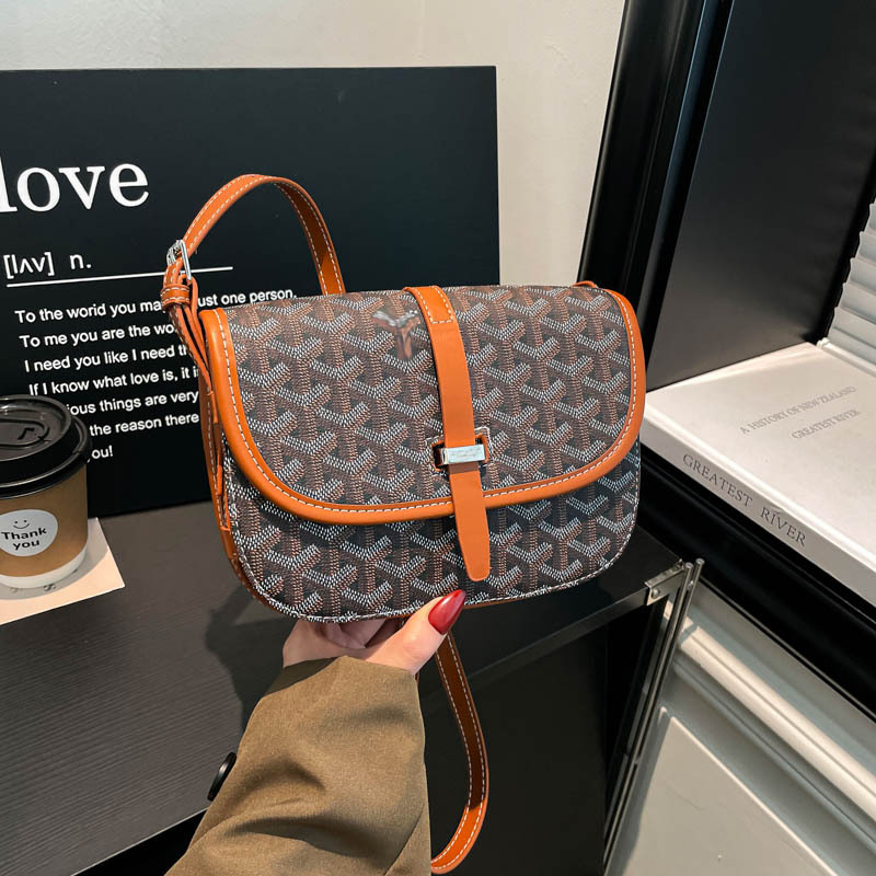 Goyard Flap Crossbody Bag Brown Goyardine Canvas