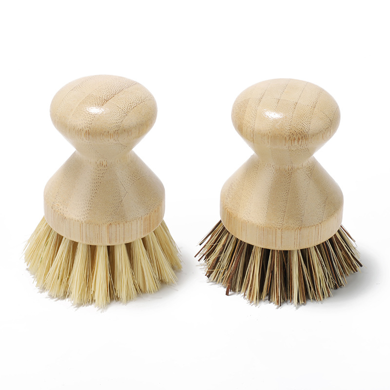 Cross-Border Bamboo Dishwashing Brush Household Palm Kitchen Cleaning Brush Medium Sisal Decontamination Brush Handheld Dishwashing Pot Brush