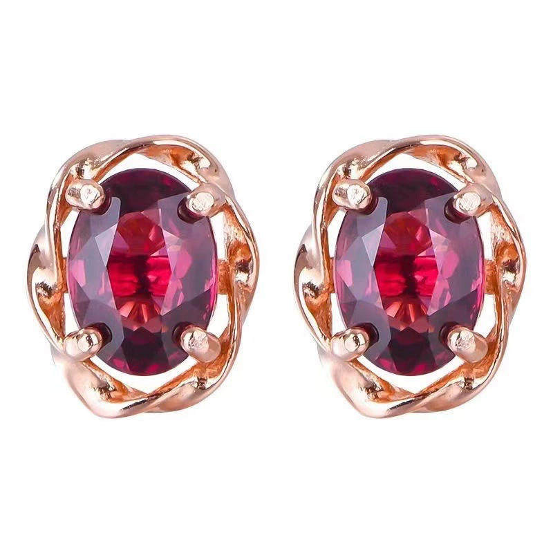 Fresh Ruby Pomegranate Earrings — Simple, Elegant Design by 展仪; copper-gold or copper-platinum